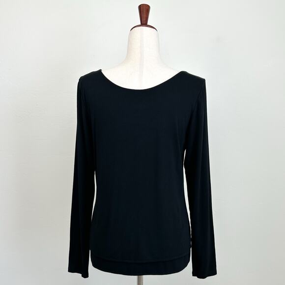 Peruvian Connection Stretchy Jersey V-Neck Layered Long Sleeve Top - Picture 6 of 8